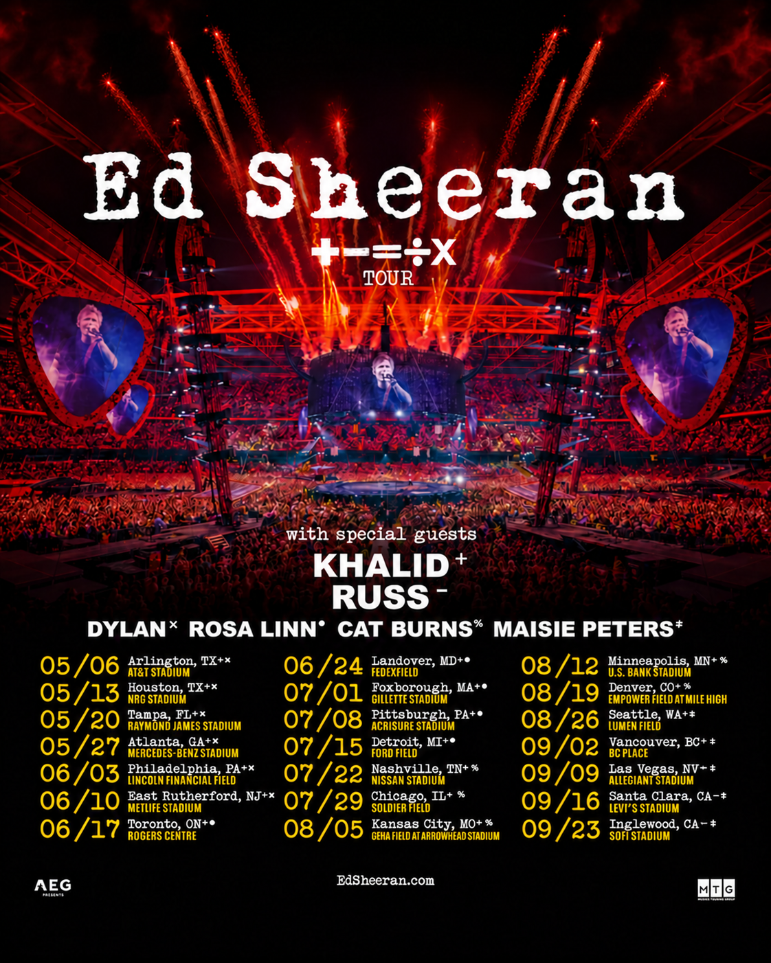 Edited poster for Ed Sheeran: Mathematics Tour
