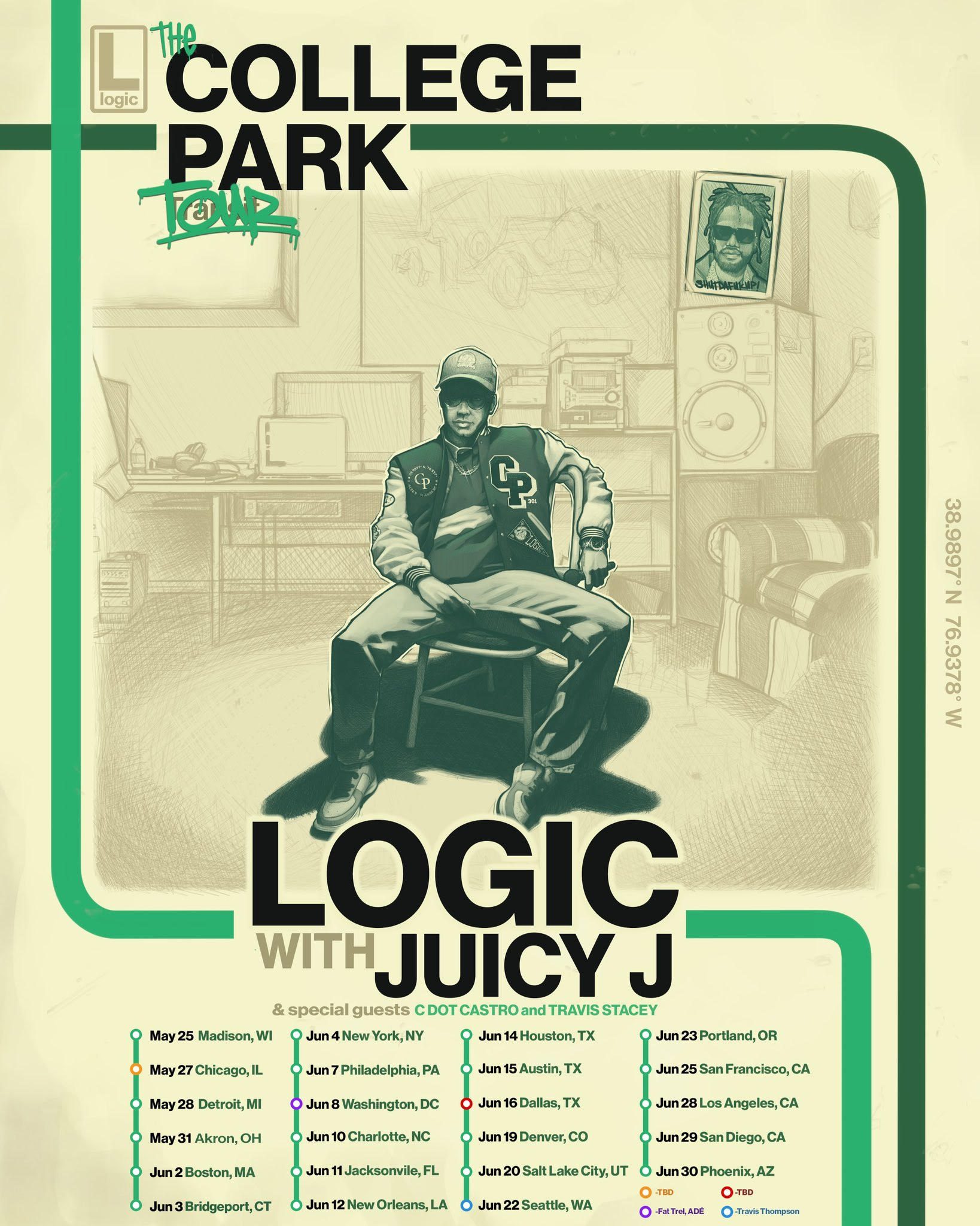 Tour artwork for Logic: The College Park Tour