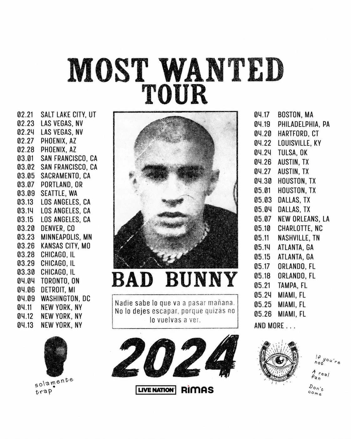 Edited poster for Bad Bunny: Most Wanted Tour